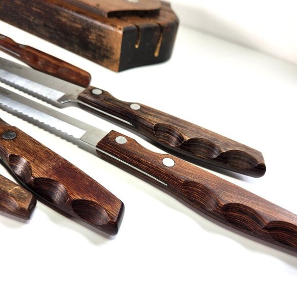 Wooden Wall Mounted Knife Holder with Knives Mid Century Imperial Vintage 60s - Picture 11 of 11